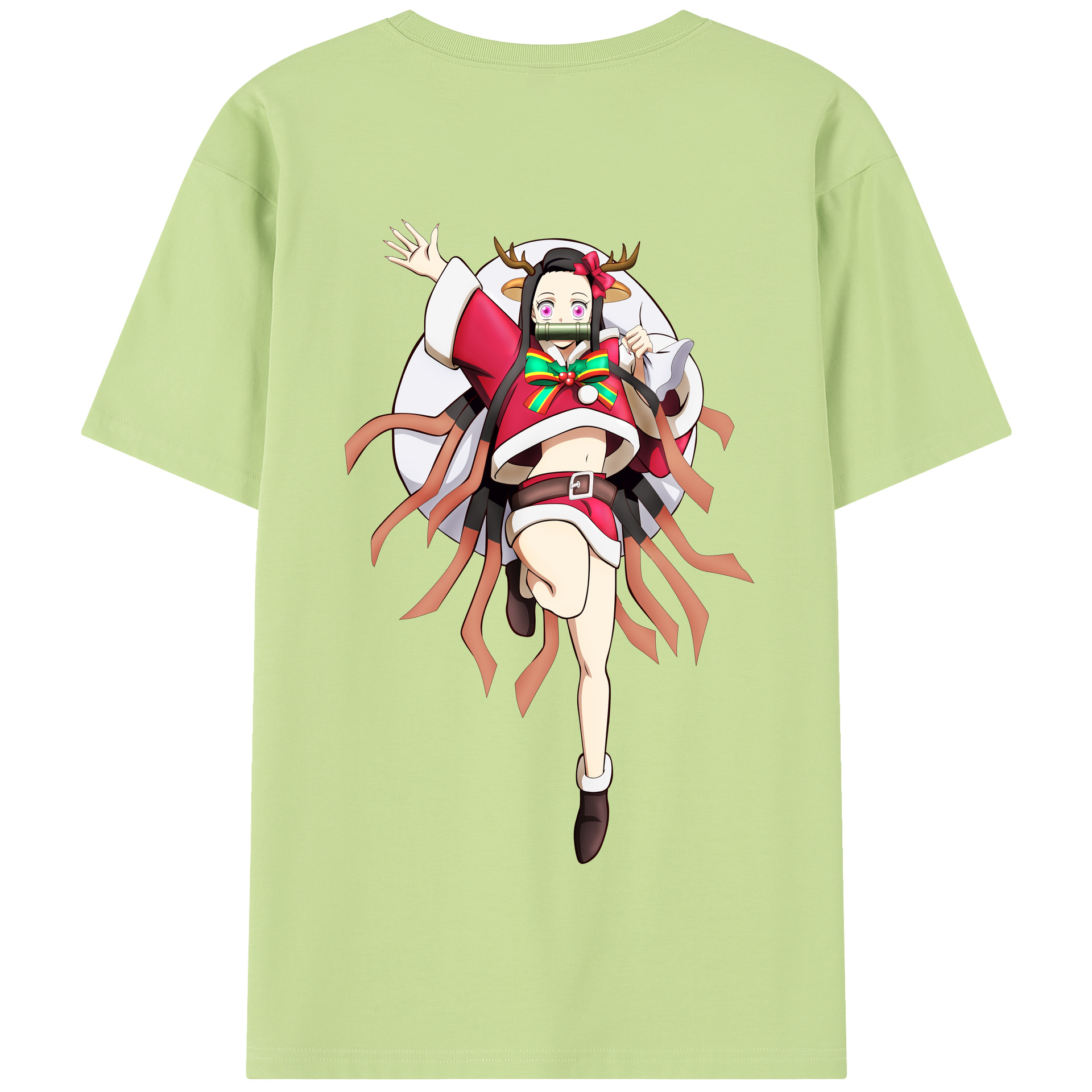 （画像用） 鬼滅の刃（きめつのやいば）竈門 禰󠄀豆子／かまど ねずこ Kamado Nezuko 綿100％半袖Tシャツ（背面プリント）